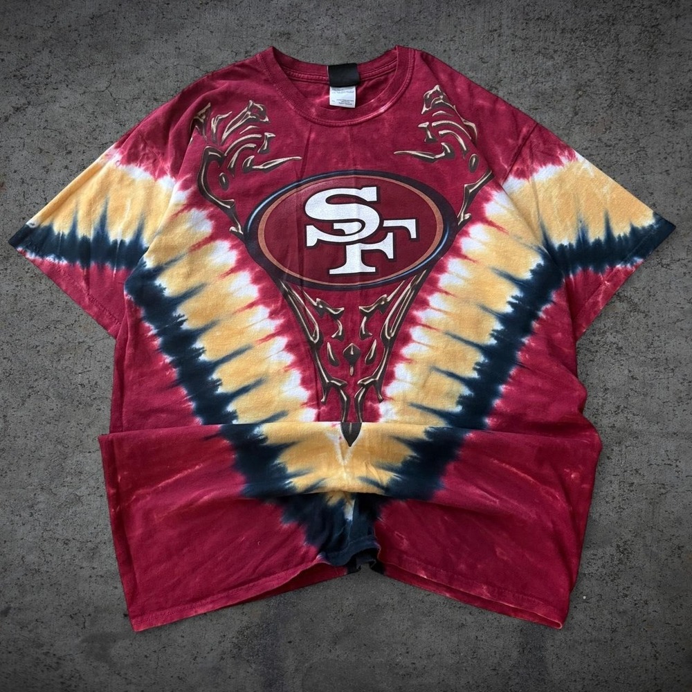 Vintage 2000's San Francisco 49ers Tie Dye T-Shirt Size 2XL Liquid Blue Y2K NFL
